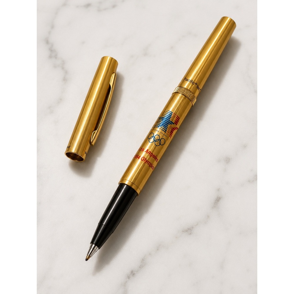 Vintage Pentel Excalibur 1984 Los Angeles Olympics Gold Rollerball Pen Japan